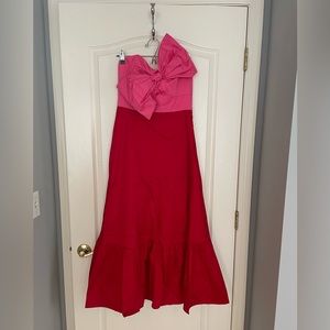 BNWT Anthropologie Hutch Bow Tie Maxi Dress, Sold Out Color Red and Pink